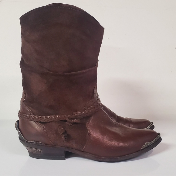 Vintage Zodiac Suede Leather Cowboy Boots Size 7 - Picture 7 of 9
